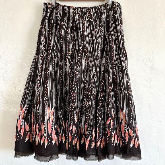 Midi Skirt Lace Batik Pattern Tulle Trim Women Sz 10 by Apt 9 - Picture 3 of 7